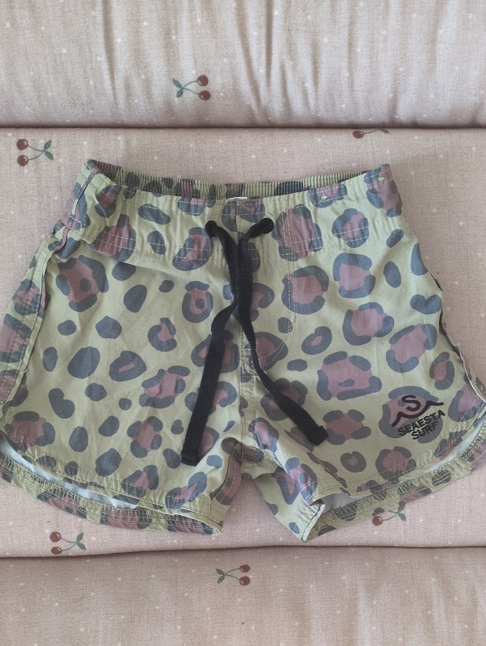 Seaesta Surf Green Cheetah/Leopard Print Swim Trunks 3t